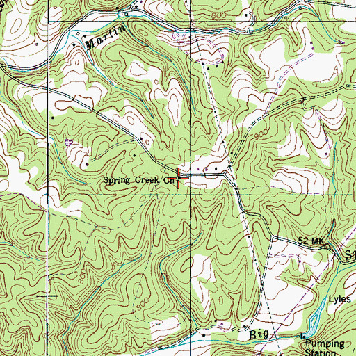 Topographic Map of Spring Creek Church, TN