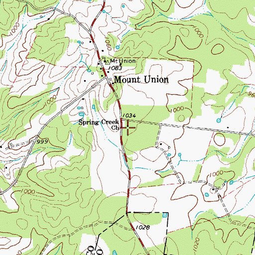 Topographic Map of Spring Creek Church, TN