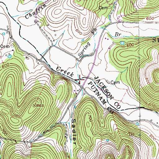 Topographic Map of Spring Fork Branch, TN