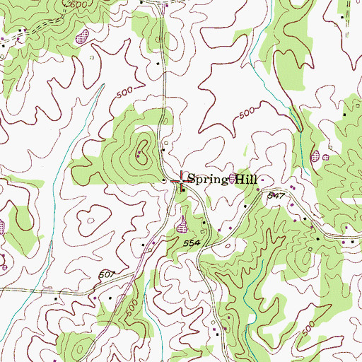 Topographic Map of Spring Hill, TN