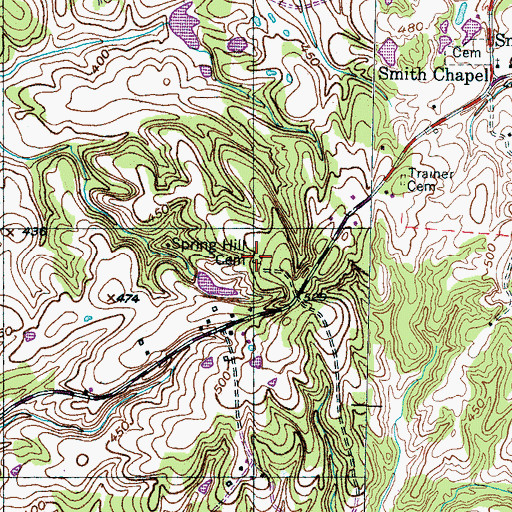 Topographic Map of Spring Hill Cemetery, TN