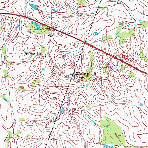 Topographic Map of Spring Hill Cemetery, TN