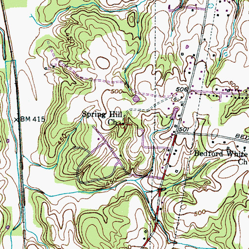 Topographic Map of Spring Hill Church, TN
