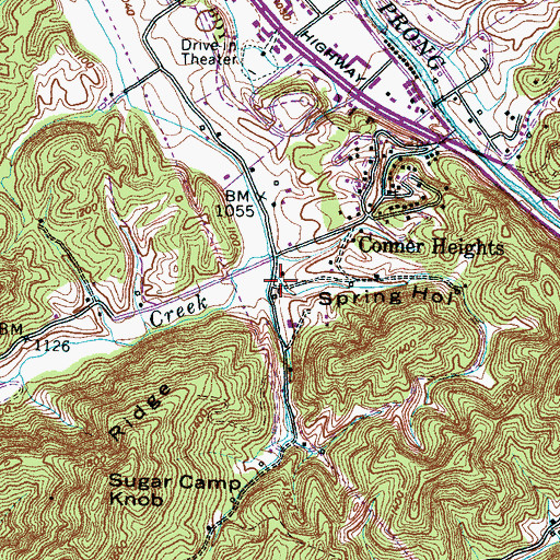 Topographic Map of Spring Hollow, TN