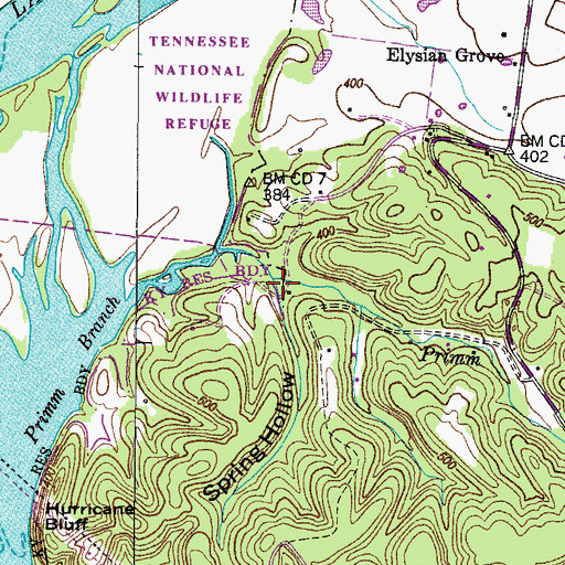 Topographic Map of Spring Hollow, TN