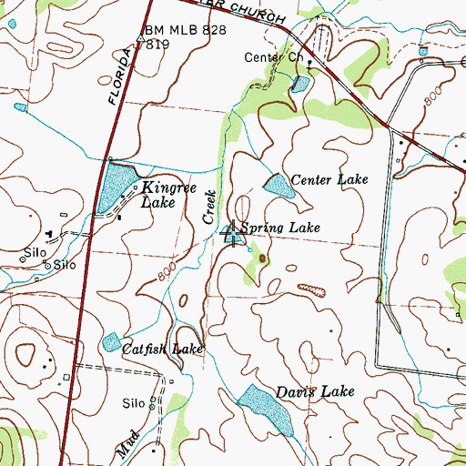 Topographic Map of Spring Lake, TN