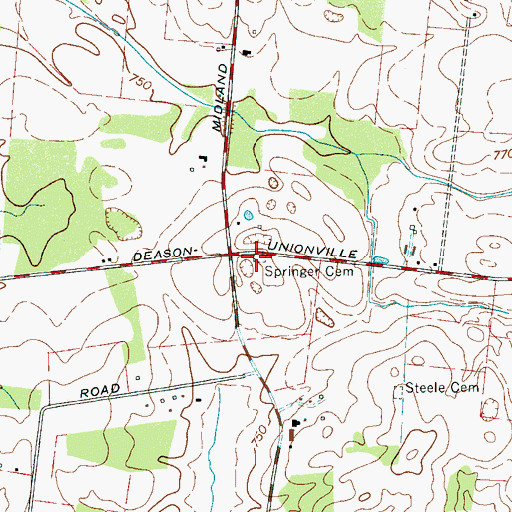 Topographic Map of Springer Cemetery, TN