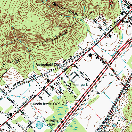 Topographic Map of Springfield Cemetery, TN