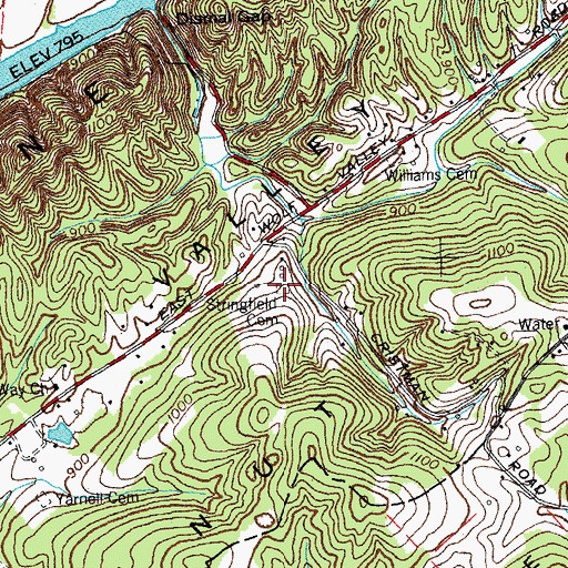 Topographic Map of Springfield Cemetery, TN