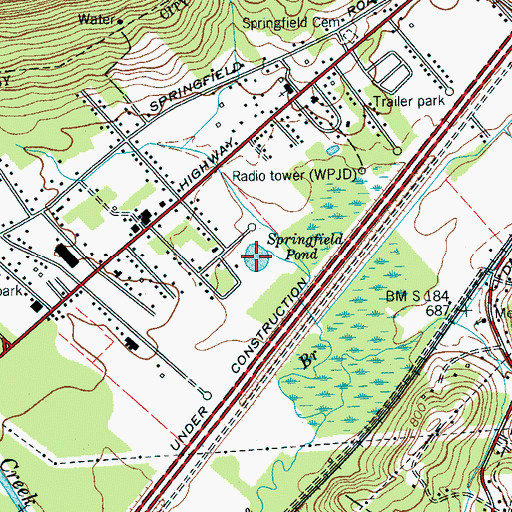 Topographic Map of Springfield Pond, TN