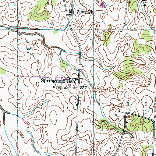 Topographic Map of Springfield School, TN