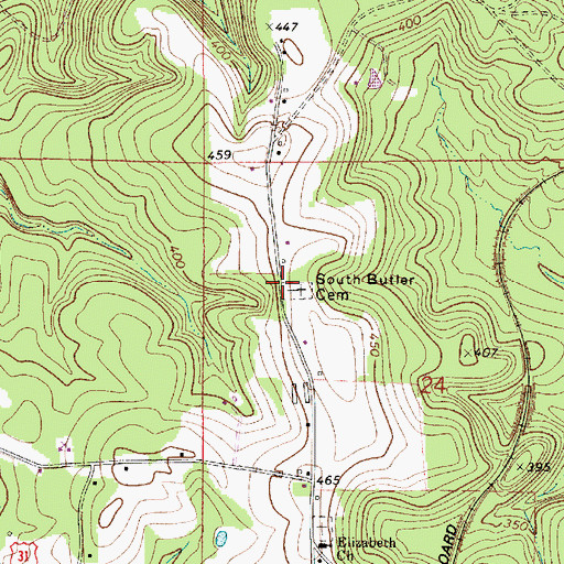 Topographic Map of South Butler Cemetery, AL