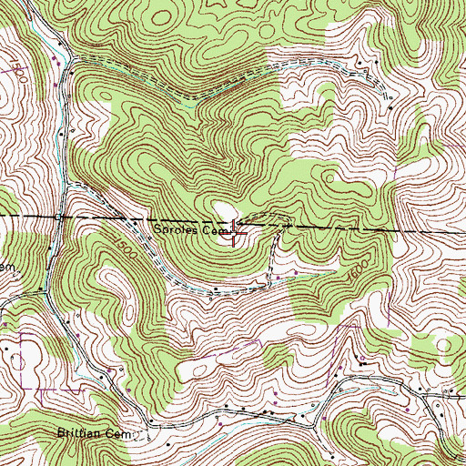 Topographic Map of Sproles Cemetery, TN