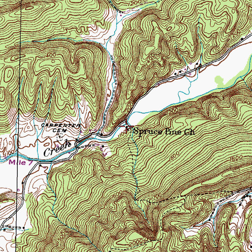 Topographic Map of Spruce Pine Church, TN