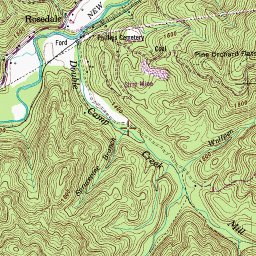 Topographic Map of Sprucepine Branch, TN