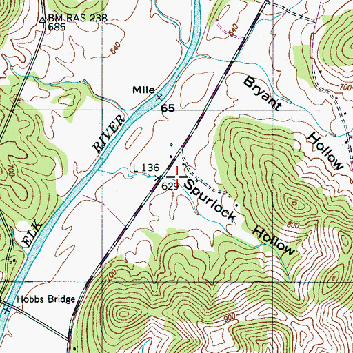 Topographic Map of Spurlock Hollow, TN