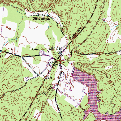 Topographic Map of Squaw Branch, TN