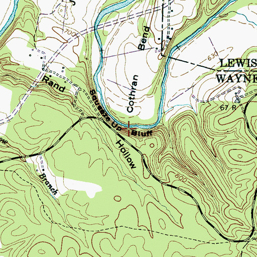 Topographic Map of Squeeze Up Bluff, TN