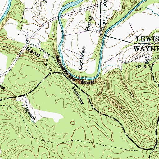 Topographic Map of Squeeze Up Bluff, TN