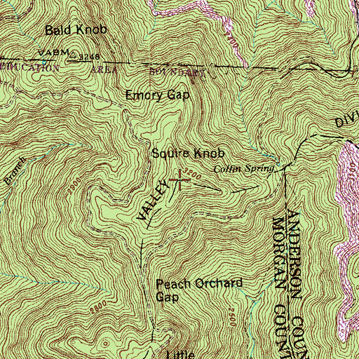 Topographic Map of Squire Knob, TN