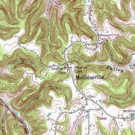 Topographic Map of Stafford Cemetery, TN
