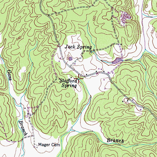 Topographic Map of Stafford Spring, TN