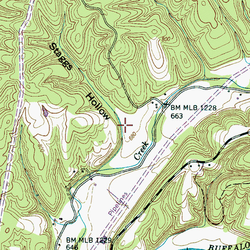 Topographic Map of Staggs Hollow, TN