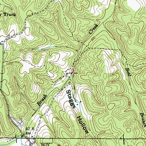 Topographic Map of Staggs Hollow, TN