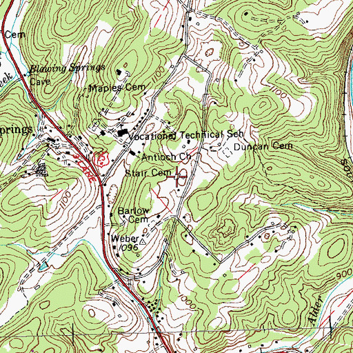 Topographic Map of Stair Cemetery, TN