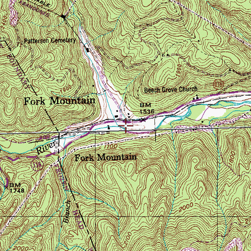Topographic Map of Stallion Branch, TN