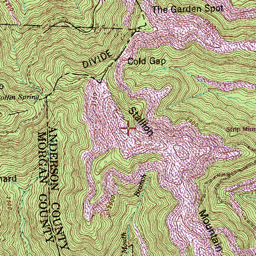 Topographic Map of Stallion Mountain, TN