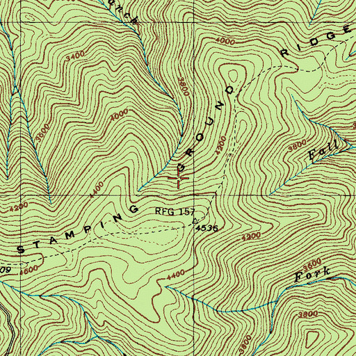 Topographic Map of Stamping Ground Ridge, TN