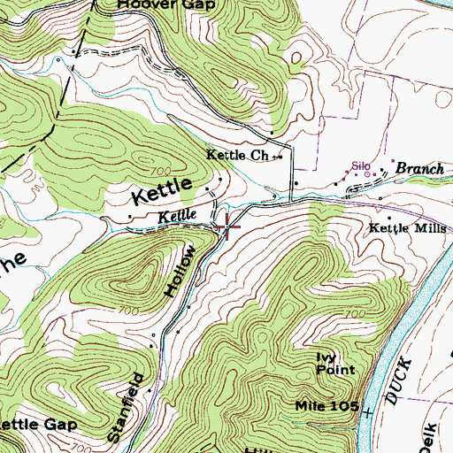 Topographic Map of Standfield Hollow, TN