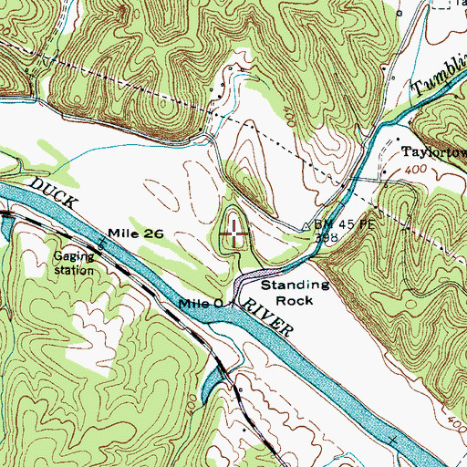 Topographic Map of Standing Rock, TN