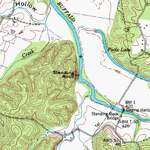 Topographic Map of Standing Rock, TN