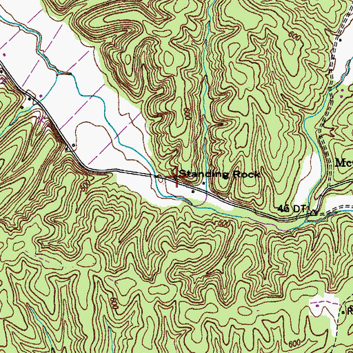 Topographic Map of Standing Rock, TN