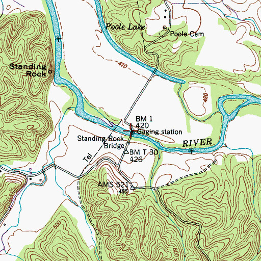 Topographic Map of Standing Rock Bridge, TN