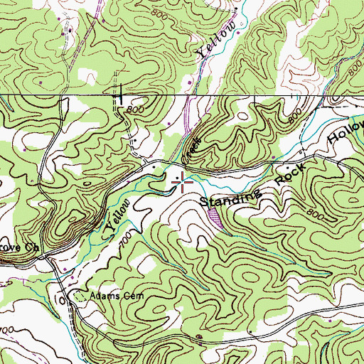 Topographic Map of Standing Rock Hollow, TN