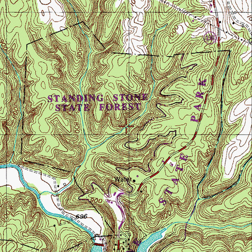 Topographic Map of Standing Stone State Rustic Park, TN