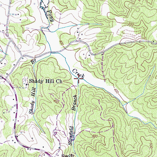 Topographic Map of Stanfield Branch, TN