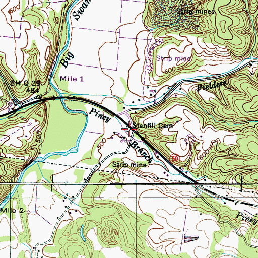 Topographic Map of Stanfill Cemetery, TN