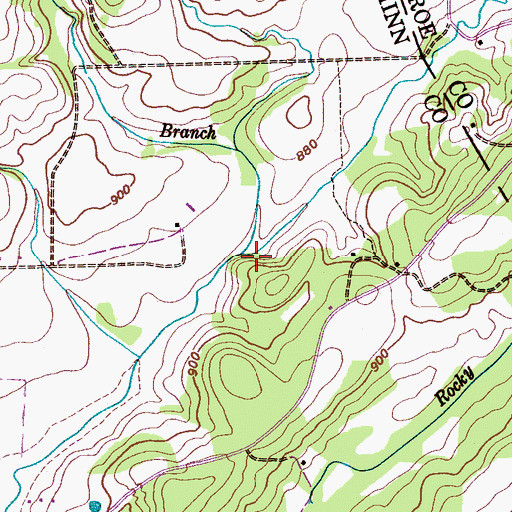 Topographic Map of Stanford Branch, TN
