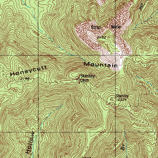Topographic Map of Stanley Cemetery, TN