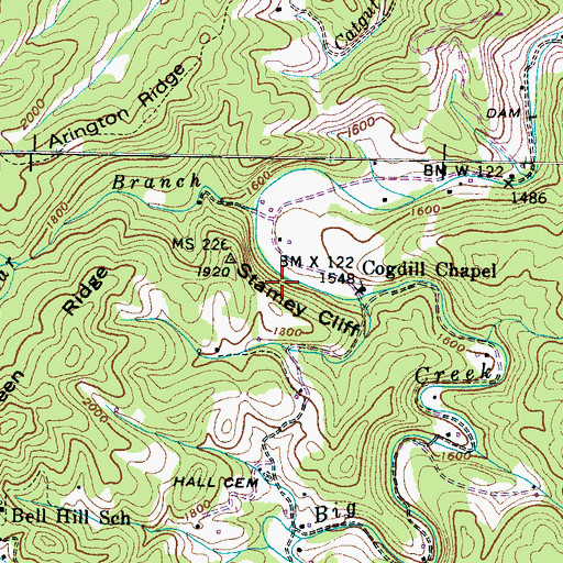 Topographic Map of Stanley Cliff, TN