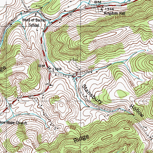 Topographic Map of Stansbury Hollow, TN