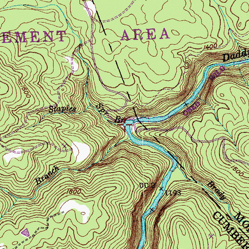 Topographic Map of Staples Spring Branch, TN