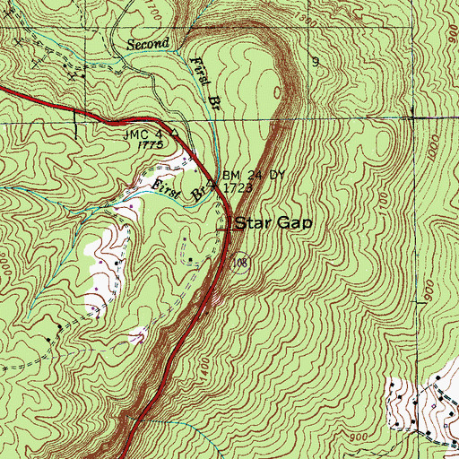 Topographic Map of Star Gap, TN