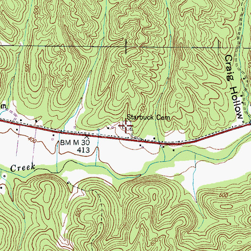 Topographic Map of Starbuck Cemetery, TN