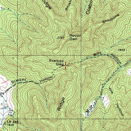 Topographic Map of Starkey Gap, TN