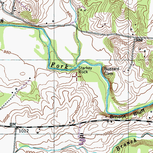 Topographic Map of Starkey Rock, TN